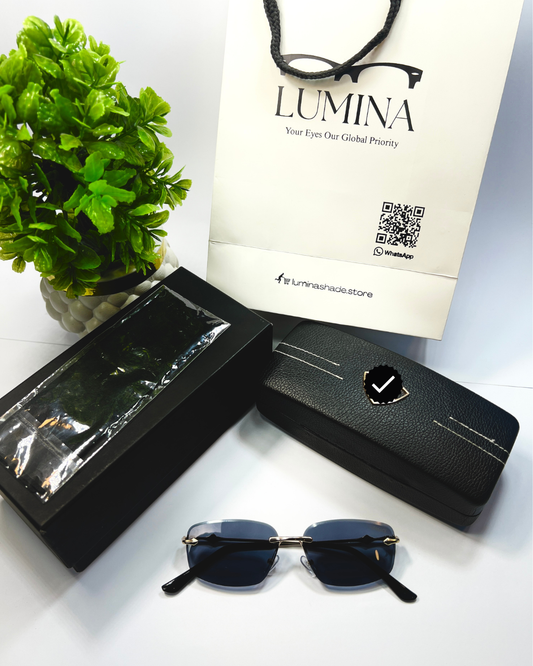 LUMINA Square Sunglasses – Gold Metal Frame & Black Shades