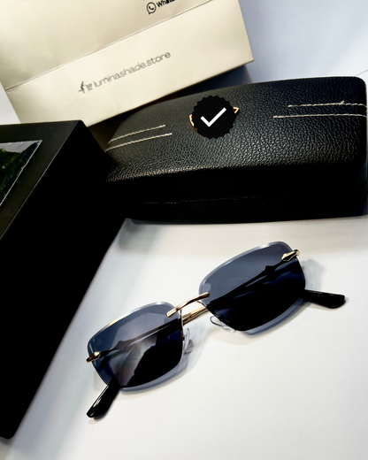 LUMINA Square Sunglasses – Gold Metal Frame & Black Shades