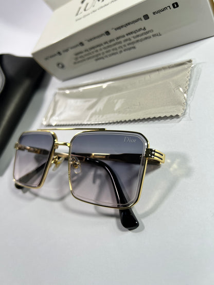 Dior Gold & Black Square Gradient Sunglasses