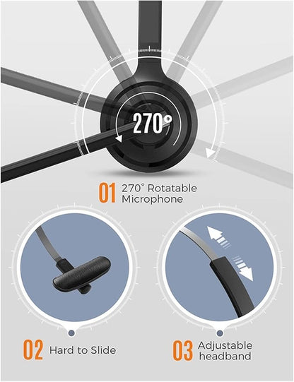 GIXAA BH323 Computer Wired Headset with Noise Cancelling Mic 3.5mm/USB Plug Flexible Office Headphone For Call Center PC Laptop