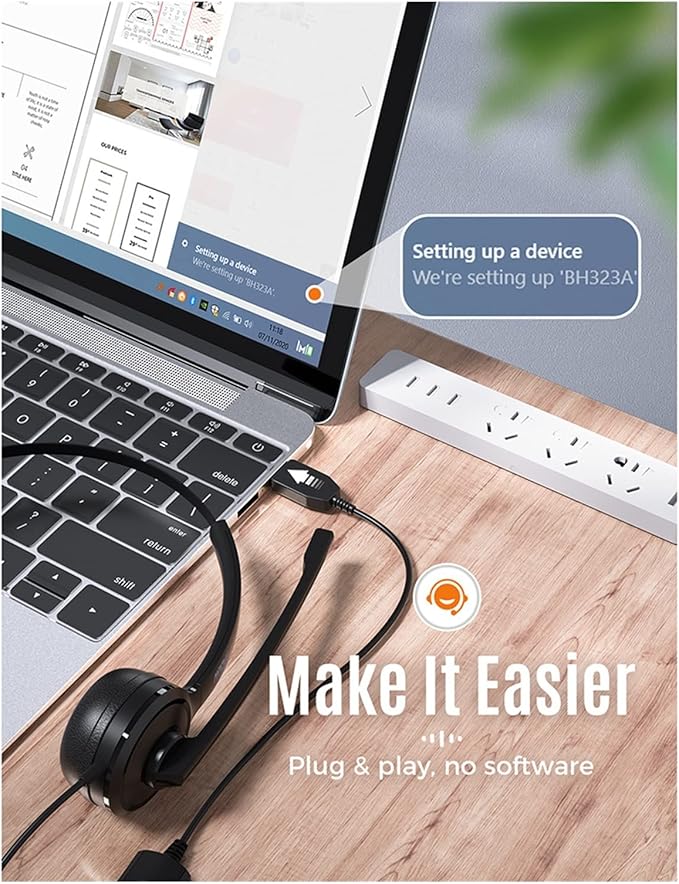 GIXAA BH323 Computer Wired Headset with Noise Cancelling Mic 3.5mm/USB Plug Flexible Office Headphone For Call Center PC Laptop