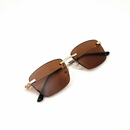 LUMINA Square Sunglasses – Gold Metal Frame & Brown Shades