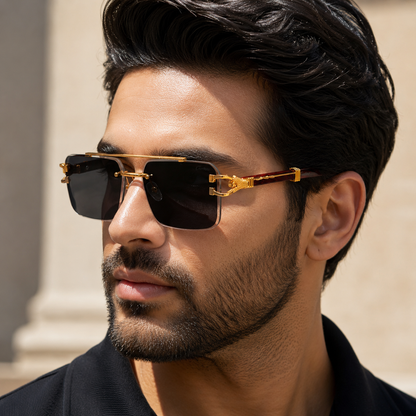 Transition Black Rimless Sunglasses