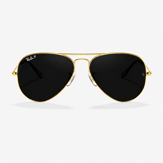 RB Classic Aviator Gold Frame Sunglasses – Black UV400 Anti-Glare Lenses | Luxury Pilot Eyewear