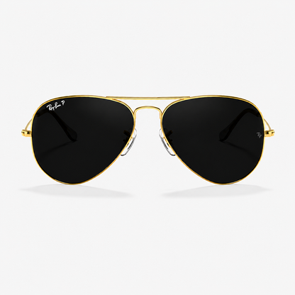 RB Classic Aviator Gold Frame Sunglasses – Black UV400 Anti-Glare Lenses | Luxury Pilot Eyewear