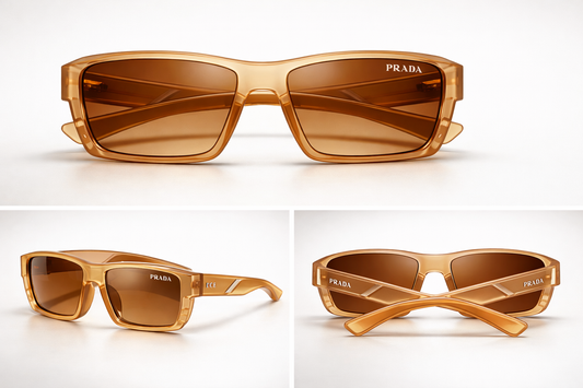 PRADA Translucent Beige Frame with Warm Brown Lenses