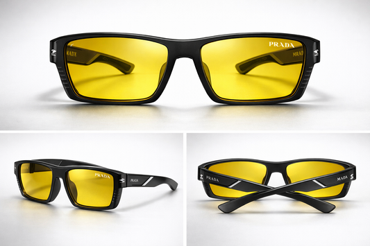 PRADA Bold Black Frames with Striking Yellow Lenses