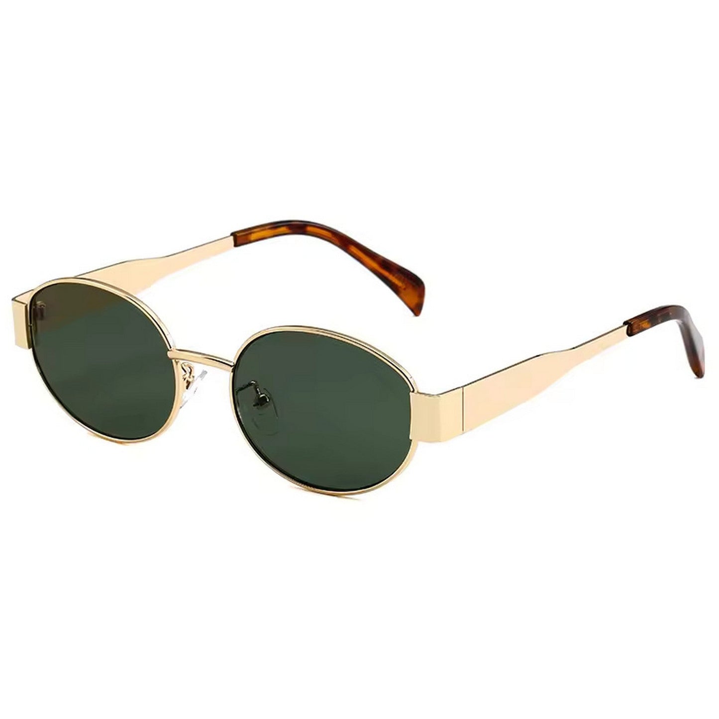 Vintage Small Oval Frame Sunglasses Black Lense