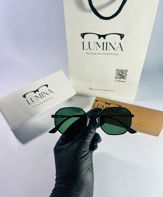ROUNDED SQUARE SUNGLASSES GREEN SHADE