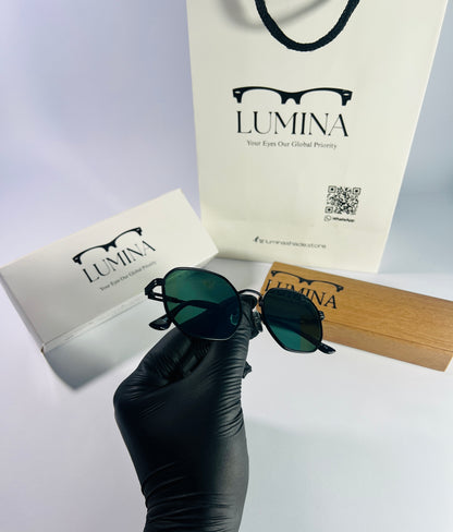 ROUNDED SQUARE SUNGLASSES GREEN SHADE