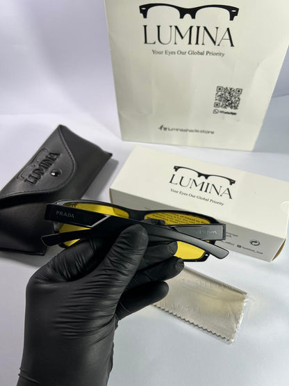 PRADA Bold Black Frames with Striking Yellow Lenses
