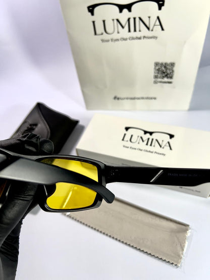 PRADA Bold Black Frames with Striking Yellow Lenses