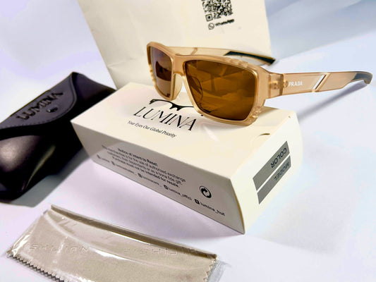 PRADA Translucent Beige Frame with Warm Brown Lenses