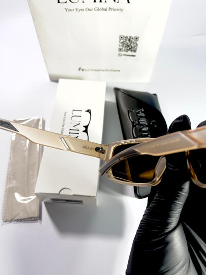 PRADA Translucent Beige Frame with Warm Brown Lenses