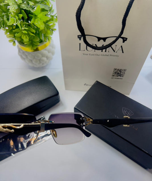 Lumina Signature Rimless Square Sunglasses – Deep Violet Gradient