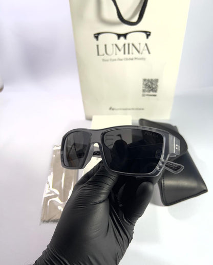 Prada Transparent Smoke Grey Frame with Dark Black Gradient Lenses