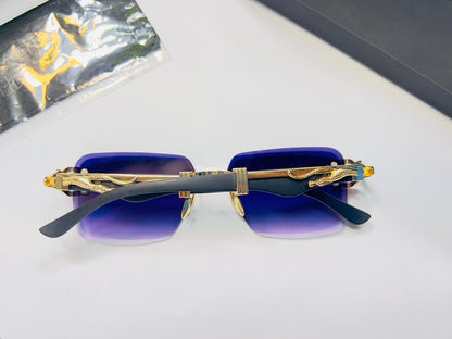 Lumina Luxe Geometric Rimless Sunglasses – Violet Gradient Edition