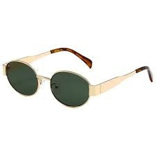 Vintage Small Oval Frame Sunglasses Black Lense