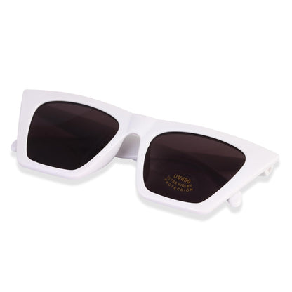 Lumina Arctic Luxe UV400 Cat-Eye Sunglasses – White Frame
