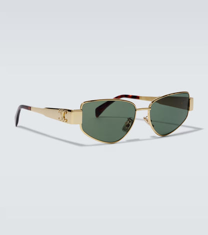 Vintage Small Oval Frame Sunglasses Green Lense
