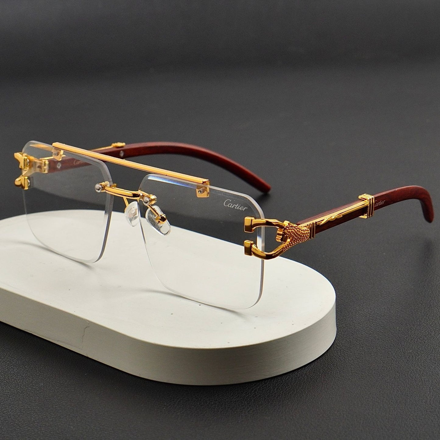 Transition Black Rimless Sunglasses