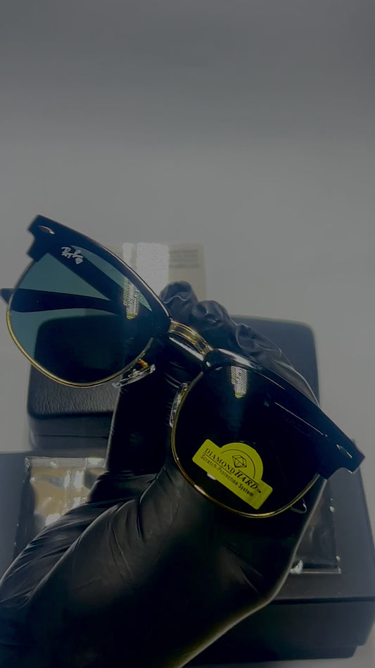 Clubmaster Classic Black Shade Gold Metal Frame